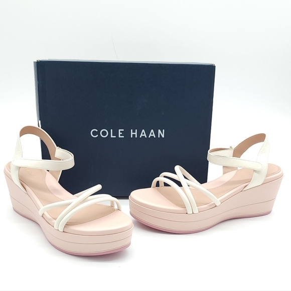 Cole Haan Women's Grand Ambition Addison Ivory Rose Flatform Wedge Size 11B - Picture 2 of 8
